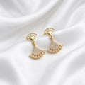 Fan-Shaped Pave Statement Drop Earring