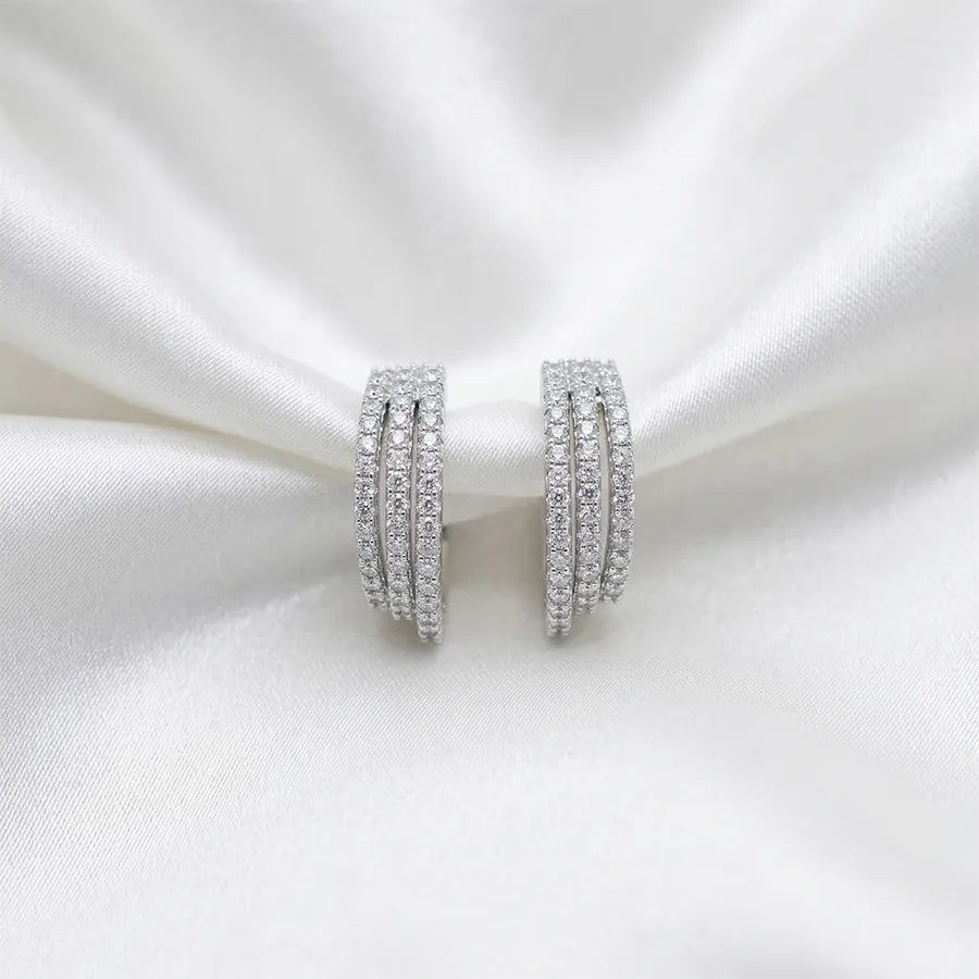 Triple Row Crystal Hoop Earrings