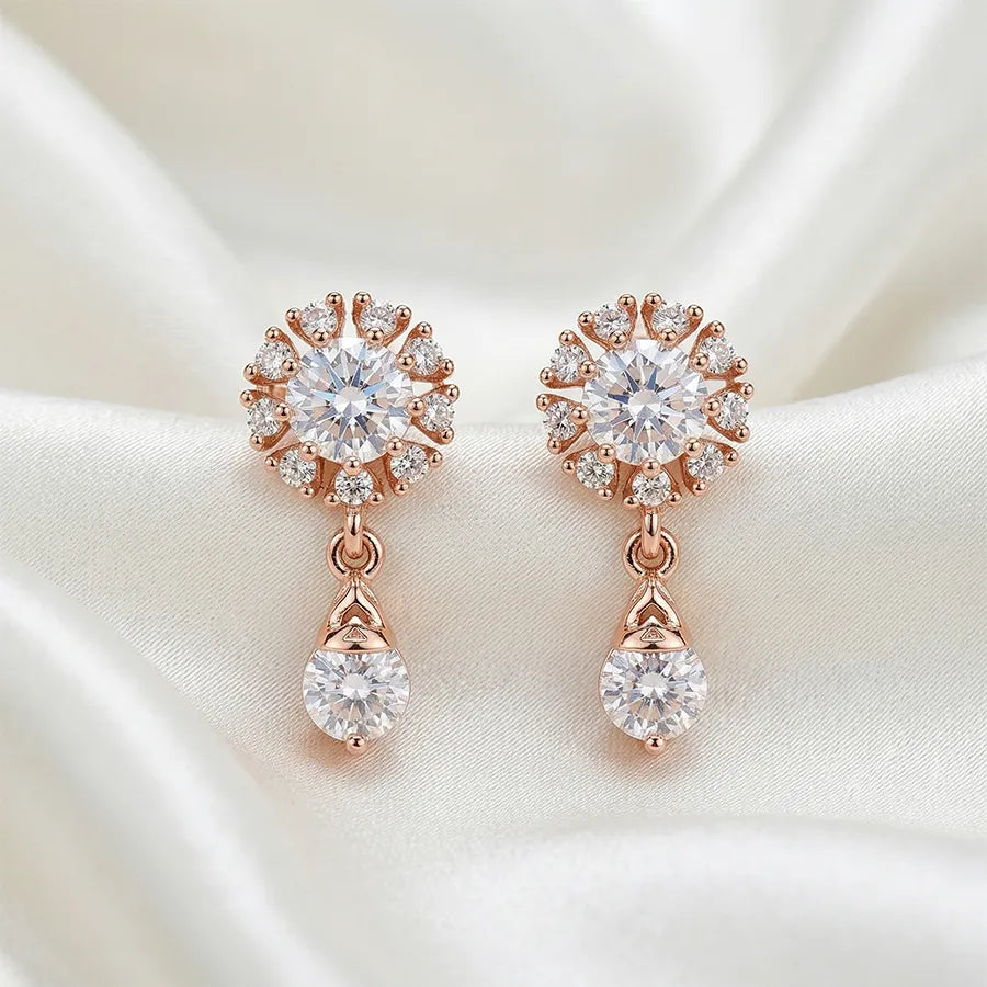 Rose Gold Celeste Floral Drop Studs