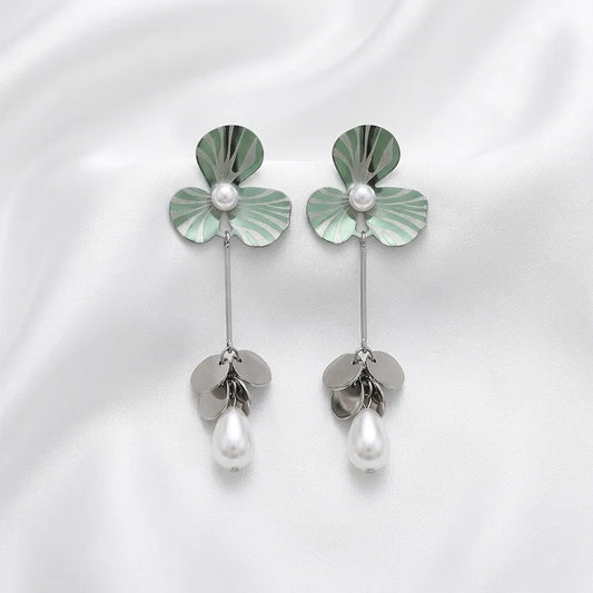 Floral Pearl Drop Earring