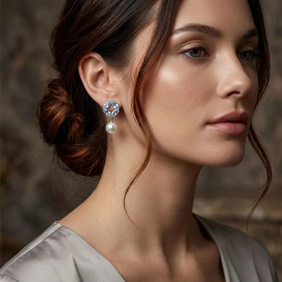 Crystal Pearl Drop Stud