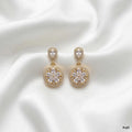 Round Floral Crystal Drop Earring
