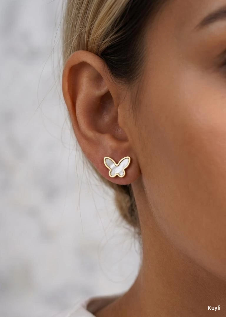 Mother-of-Pearl Butterfly Stud