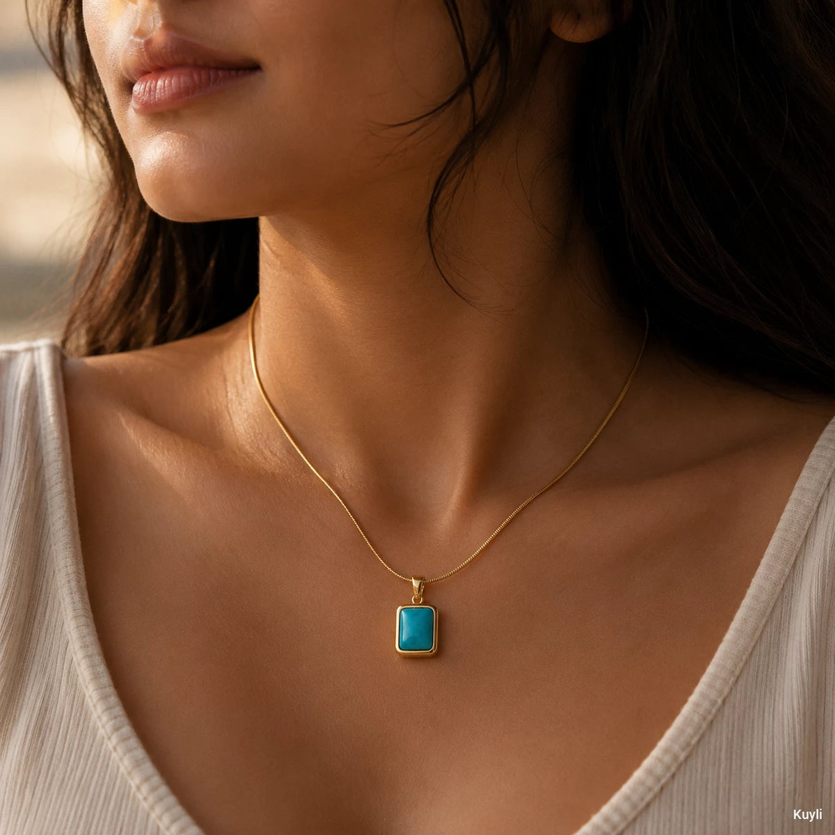 Turquoise Blue Rectangular Pendant