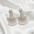 Silver-Toned Floral Chandbali Cluster