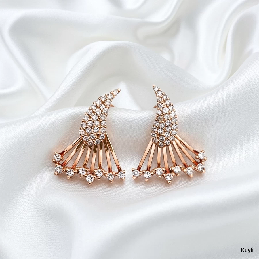 Rose Gold Crystal Fan Stud