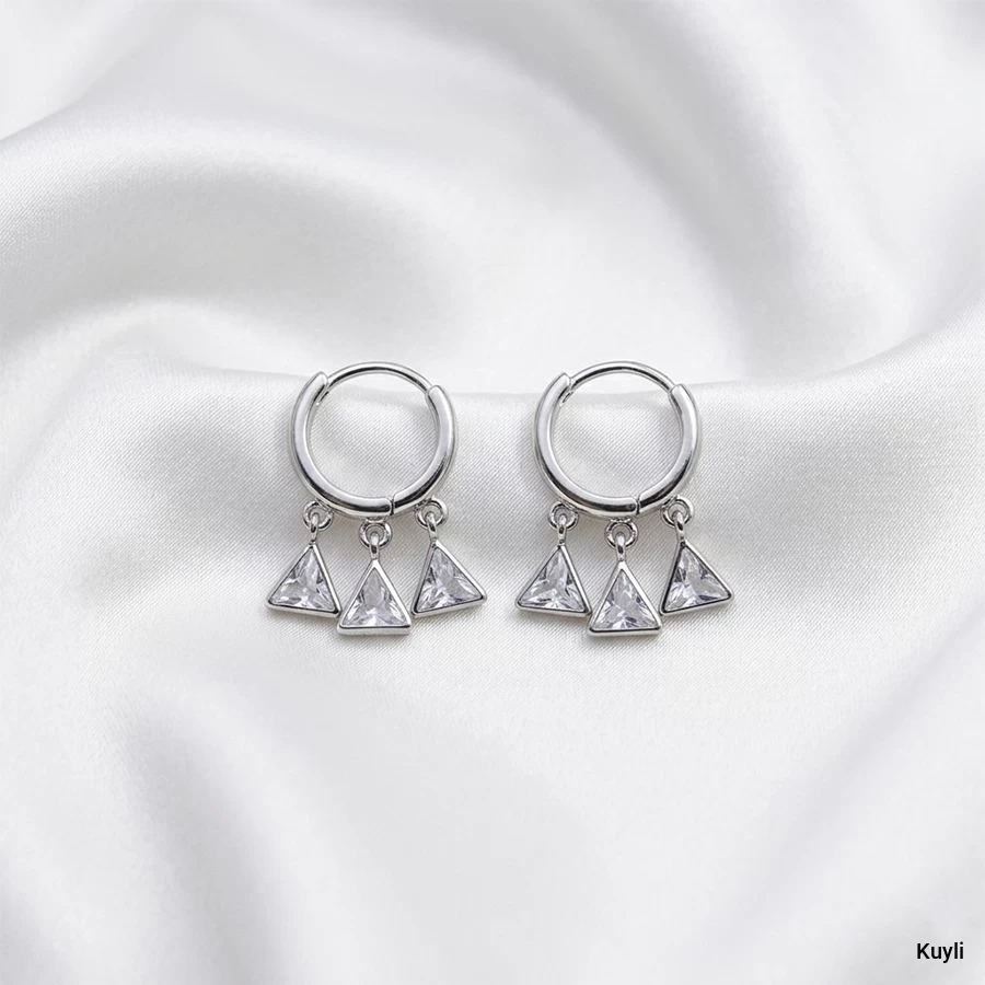 Crystal Triangle Dangle Hoop Stud