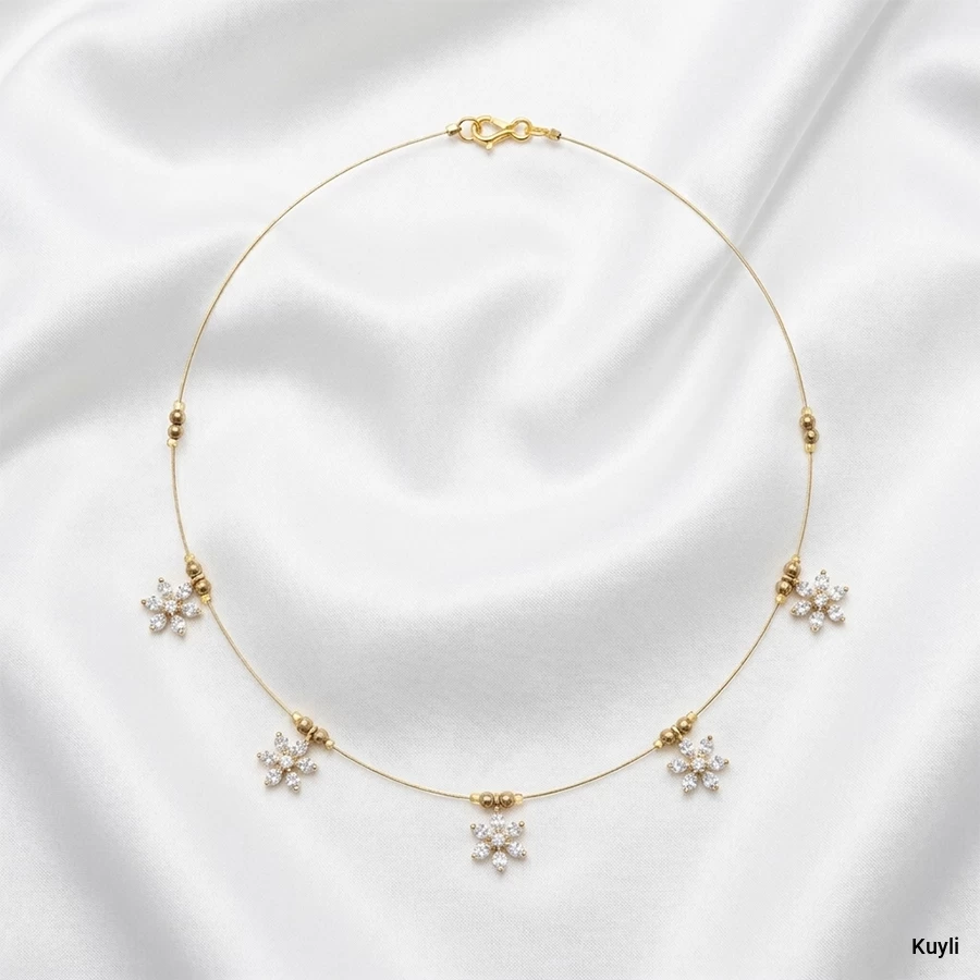 Diamond Floral Charm Invisible Chain