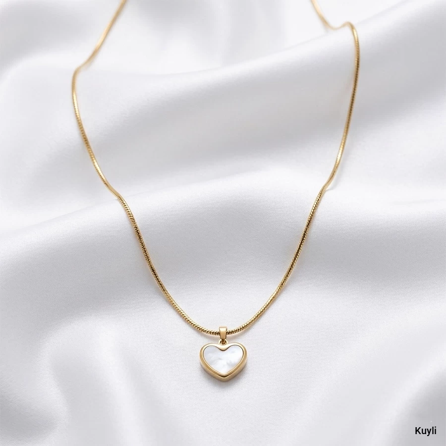 White Heart Stone Pendant