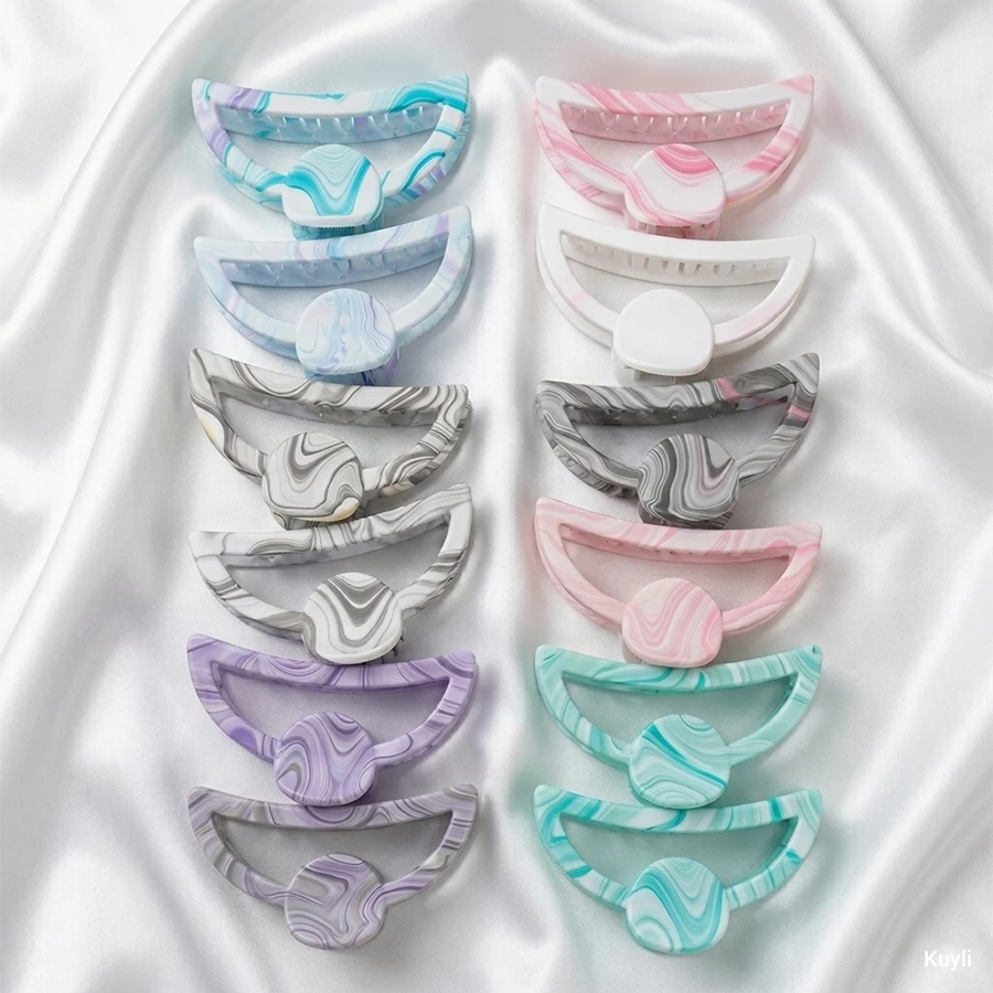(399 Combo) - Luxe Claw Couture Clips  [ Any 4 of Matte Rectangular Claw Clips, Any 2 of Marble Finish Cross Clips, Any 2 of  Crown Lattice Clips, Any 4 of  Half-Moon Marble Clips]