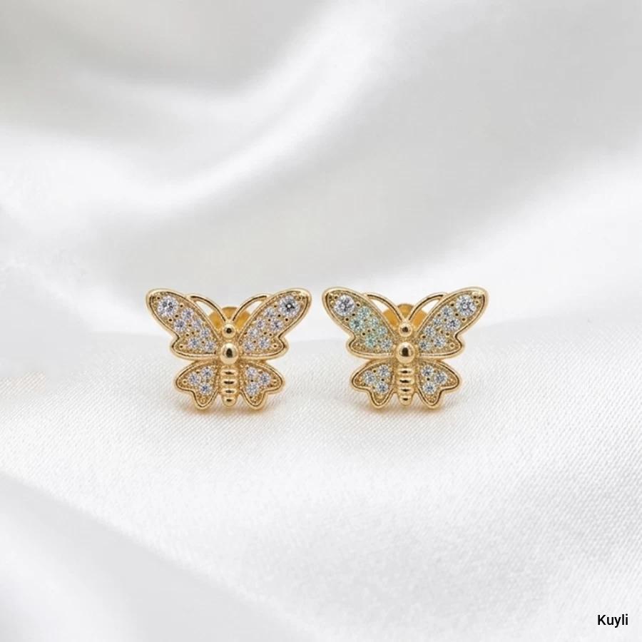 Crystal Pave Butterfly Stud
