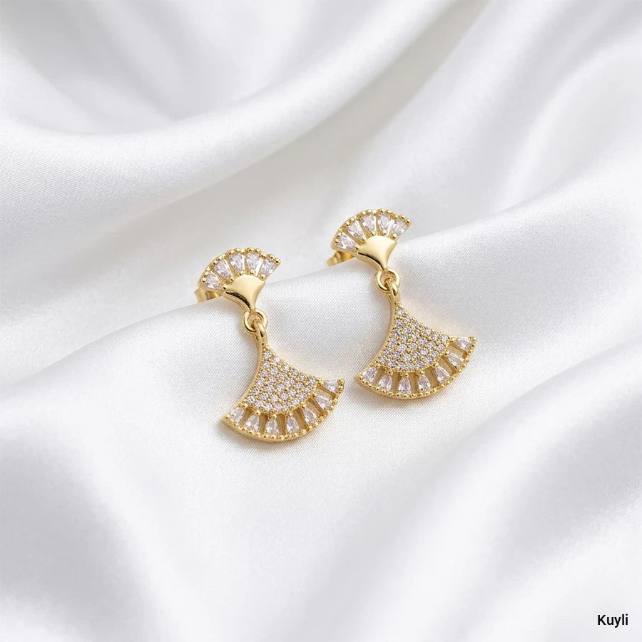 Fan-Shaped Pave Statement Drop Earring