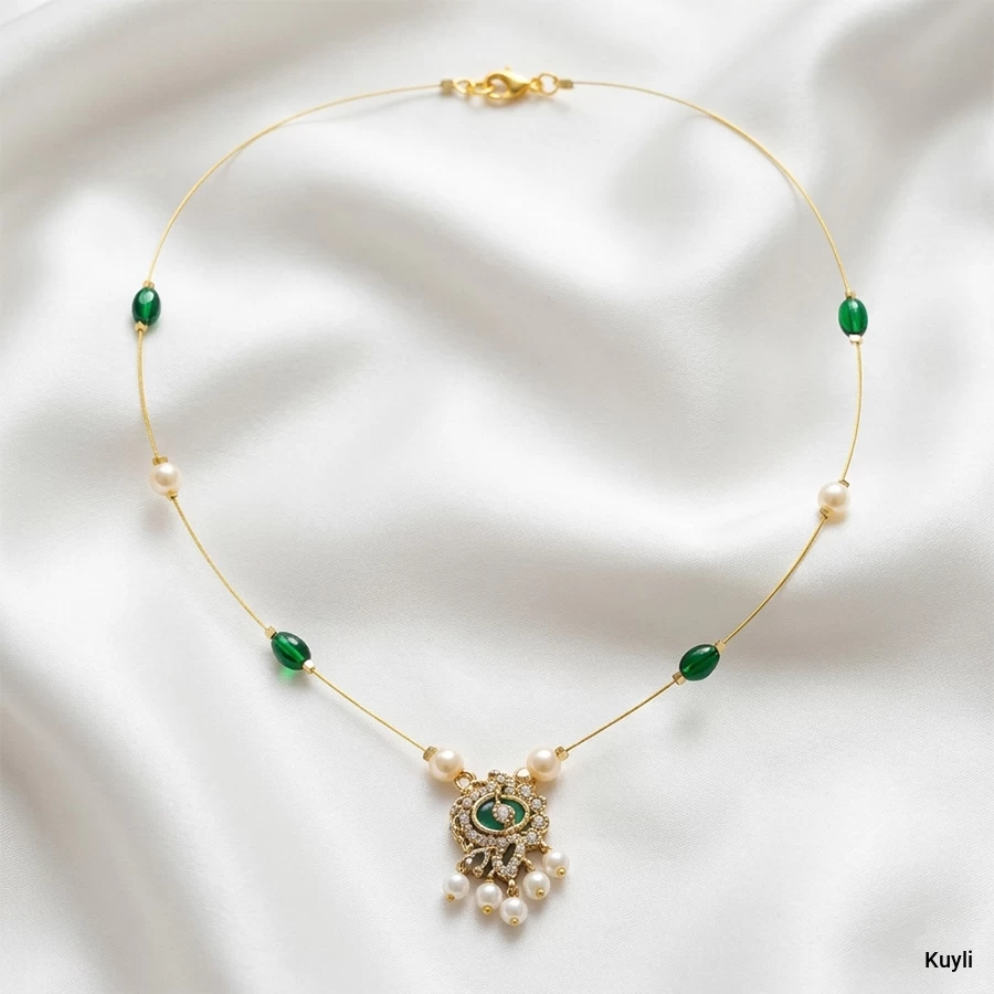 Pearl Pendant Necklace in Gold Finish