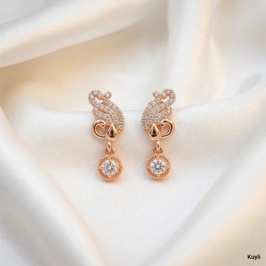 Rose Gold Swan Drop Earrings