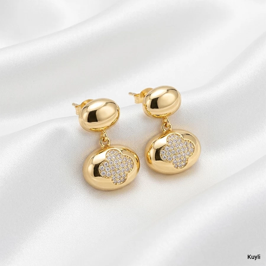 Luxury Pave Gold Drop Stud