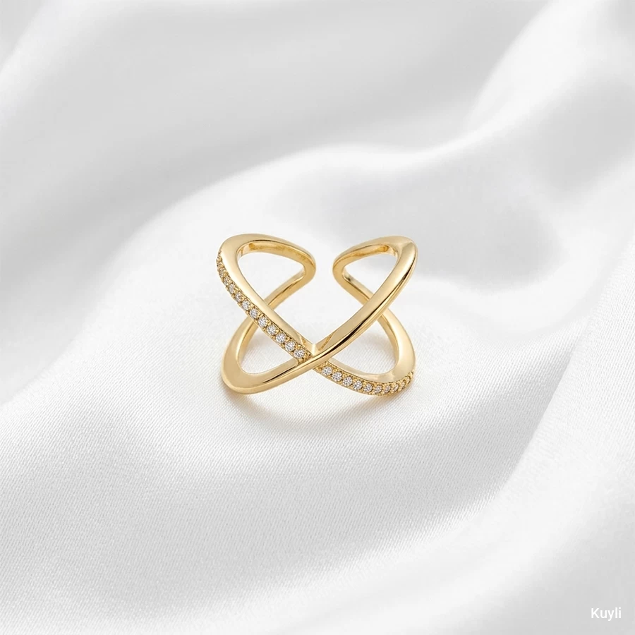 Infinity Cross Adjustable Ring with Zircon Stones[ Adjustable type ]