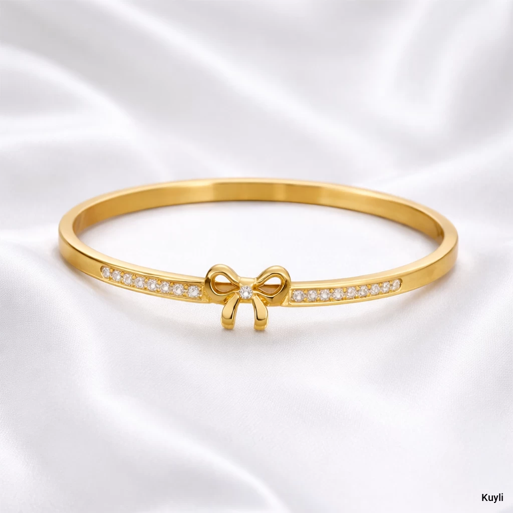 Elegant Bow Hinged Clasp Kada
