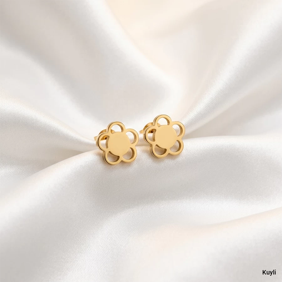 Minimalist Golden Flower Stud