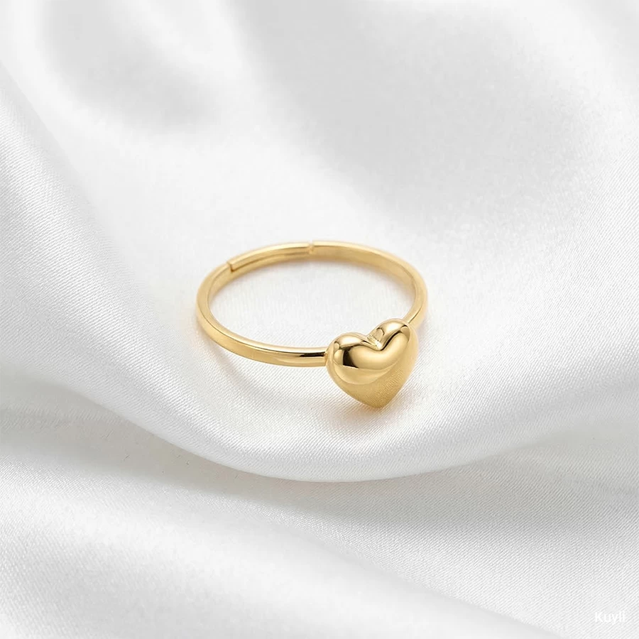 Minimalist Gold Heart Adjustable Ring – Stainless Steel [ Adjustable type ]