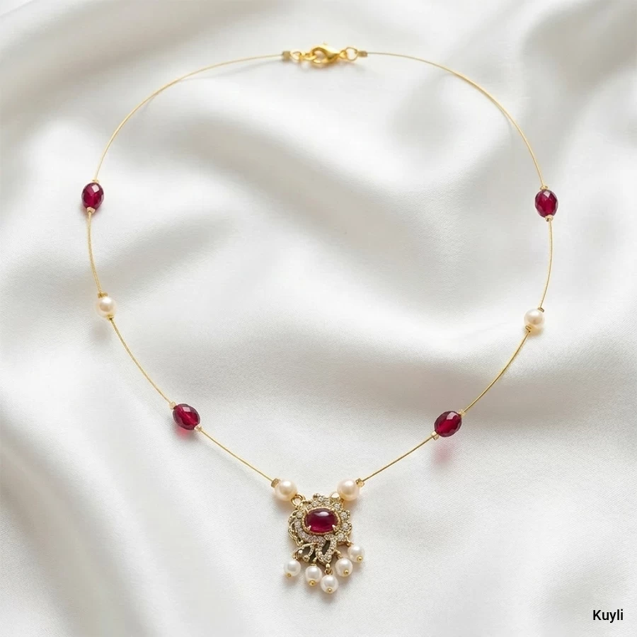 Pearl Pendant Necklace in Gold Finish