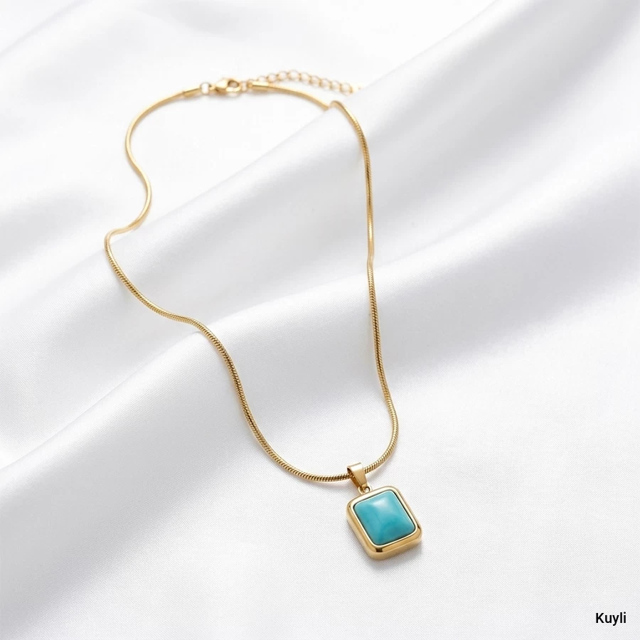 Turquoise Blue Rectangular Pendant