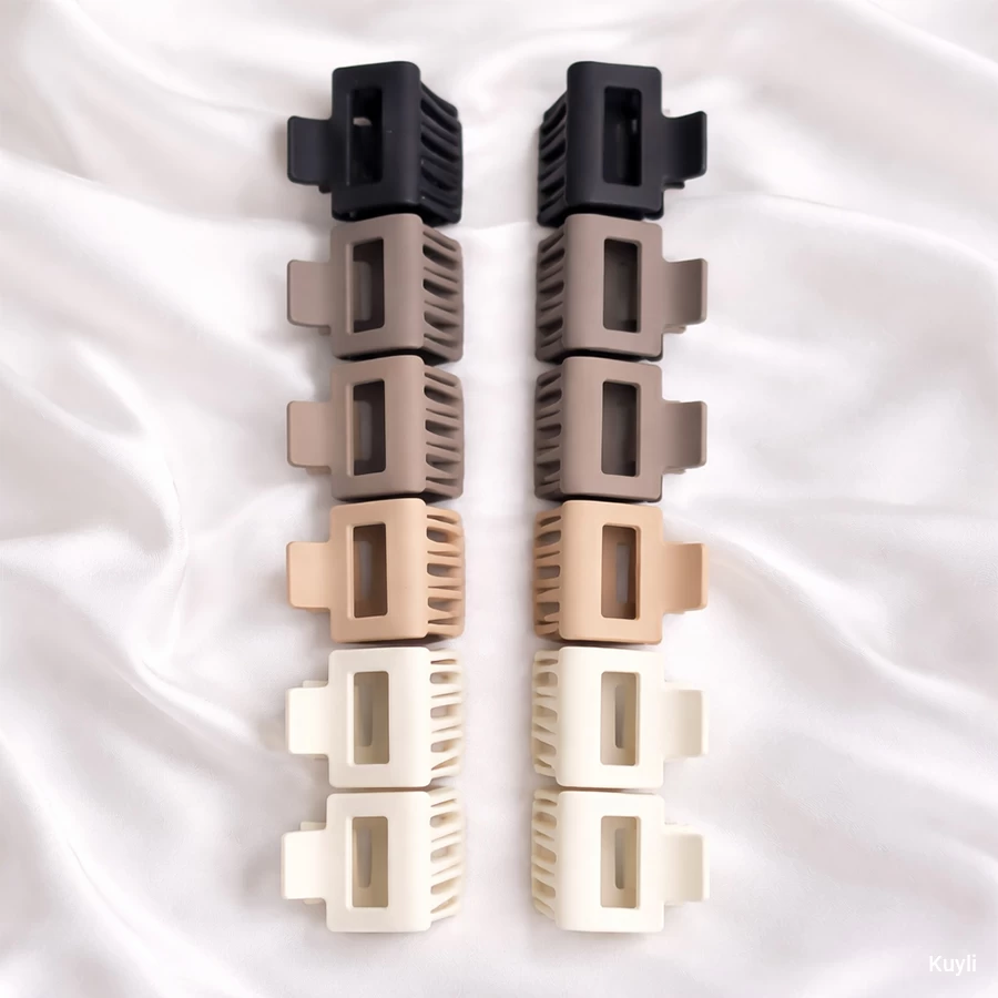 ( 99 Combo )Elegant Matte Hair Claw Combo [ Any 2 Square Matte Hair Clips (Neutral Shades), Any 2 Arc-Shaped Designer Claw Clips]