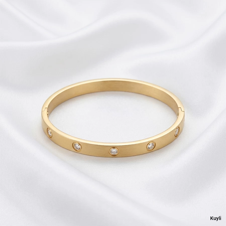 Minimalist Crystal Gold kada Bracelet