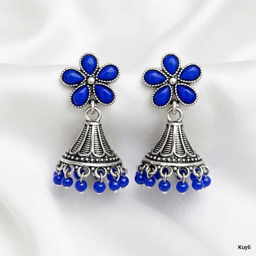 Floral Oxidized Jhumka