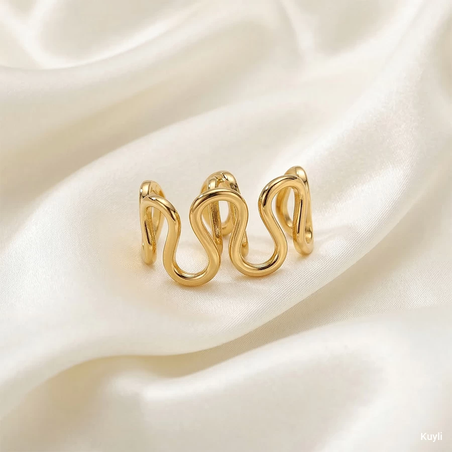 Golden Wave Adjustable Open Ring[ Adjustable type ]