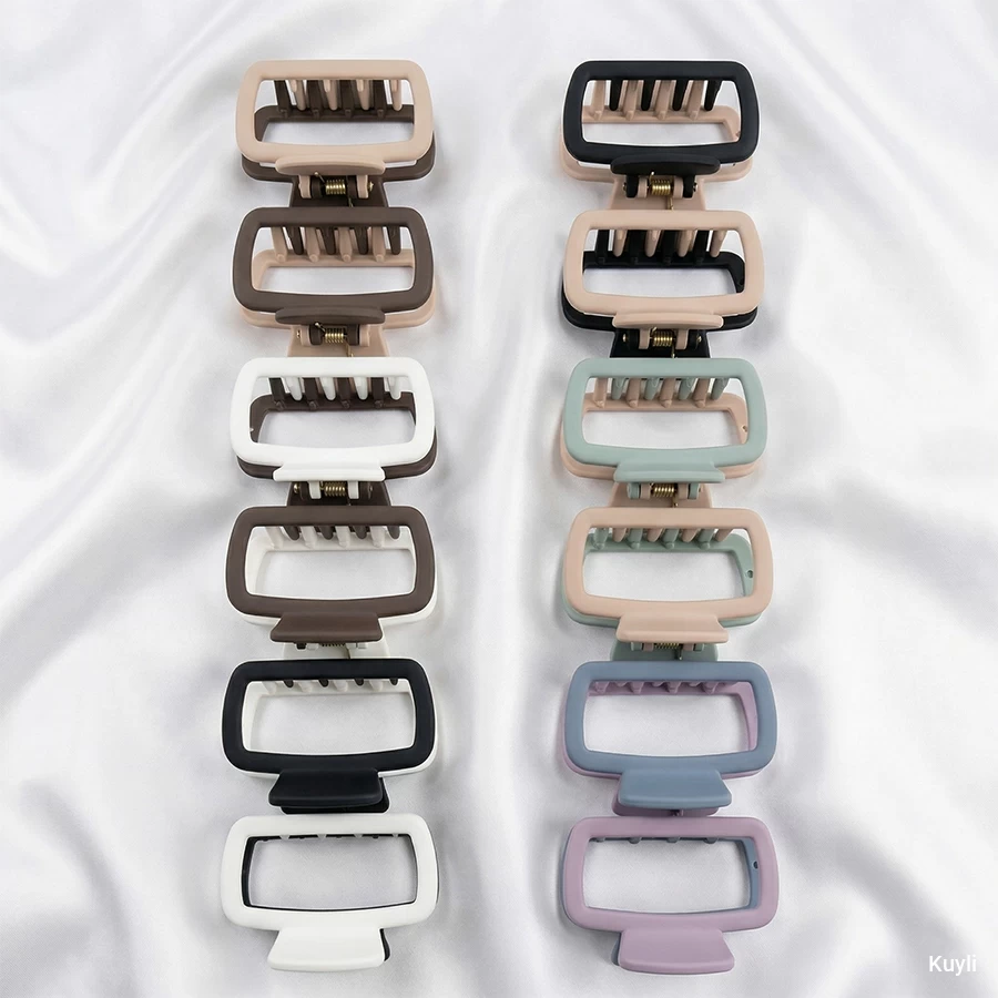 (299 Combo) All-in-One Matte Hair Claw Combo Set [ Any 2 of Rectangle Matte Hair Claws, Any 2 of Dual-tone Strong Grip Claw Clips, Any 2 of  Wave Design Trendy Clips, Any 2 of  Matte arc clips]
