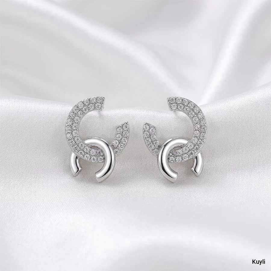 Interlocking Pave Hoop Stud